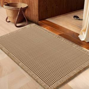 lot 4857 image: IM HOME Waffle Bath Mat Beige 24x17, Boho Woven Modern Bath Mat Rugs, Absorbent Non Slip Bathroom Rugs, Soft Washable Bath Rugs with Tassels for Bathroom, Bedroom, Kitchen, Shower, Tub