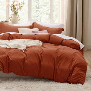 lot 4860 image: Bedsure Terracotta Duvet Cover King Size - 3 Pieces Prewashed Cotton-Like Extra Soft Bedding Set, Includes 1 Duvet Cover 104x90 Inches with Zipper Closure & 2 Pillow Shams, Comforter Not Included