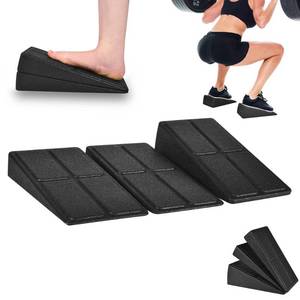 lot 4868 image: Slant Board Squat Wedge for Calf Stretching 3 Pcs 12 x 6.3 Foot Stretcher Balance Board for Plantar Fasciitis, Adjustable Foam Slant Board Wedge Great for Exercises (Black)