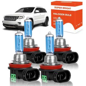 lot 4877 image: SHENKENUO Fit For Jeep Grand Cherokee (2014-2022) H11 Low Beam H11 Fog Light- High Performance 5000K White Halogen Headlight Bulbs Combo,Plug-n-Play,Pack of 3