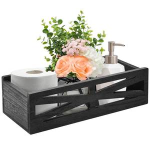 lot 4882 image: RJMKD Wooden Bathroom Decor Box, Rustic Toilet Tank Holder, Farmhouse Toilet Paper Organizer Holder Storage Box Perfect for Living Room, Table Counter and Kitchen (Black)