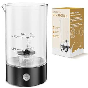 lot 4884 image: Electric Milk Frother, 9oz Automatic Cold Foam Maker Coffee Fother Handheld-free, Electric Whisk Drink Mixer for Lattes,Cappuccinos,Macchiato (Ink Black)