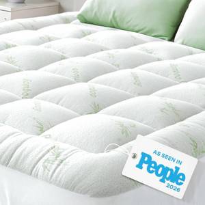 lot 4924 image: Niagara Sleep Solution Ultra Soft Full Size Mattress Topper - Viscose Made from Bamboo Pillow Top Mattress Pad for Back Pain Relief - Naturally Cooling for Hot Sleepers, Green