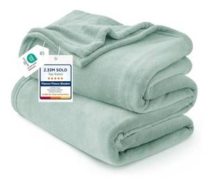 lot 4935 image: Bedsure GentleSoft Twin XL Fleece Blanket Dorm Bedding - Lightweight Soft Cozy Blankets for Bed, Sofa, Couch, Travel, Camping, Sage Green, 66x90