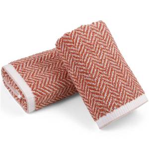 lot 4953 image: Cleanbear Hand Towels for Bathroom with Herringbone Stripes, Decorative Hand Towel Set, 100% Cotton, 13 x 28 in (2, Light-Coral)