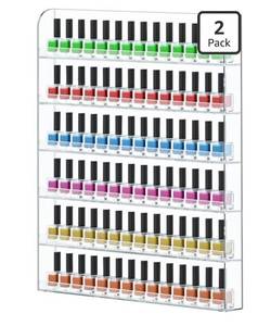 lot 4963 image: &nbsp5 pack FEMELI 2 Pack Nail Polish Wall Racks 20  24 Inch Hold Up to 240 Bottles,Clear Acrylic Nail Polish Shelf Organizer Wall Mounted 6 Rows