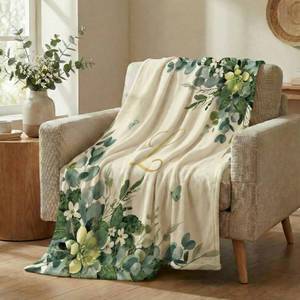lot 4965 image: Horaldaily Initial L Flannel Blanket Throw, Letter Theme Flower Floral Soft Fuzzy Plush Cozy Fleece Blankets for Couch Sofa Bed Lounging, Ideal Gifts for Kids Adults Self, 50x60