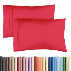 lot 4973 image: King Pillow Cases Set of 2 - Ultra Soft Hotel Quality Pillowcase Covers - Comfy, Cooling & Wrinkle Free - Shrinkage, Stain and Fade Resistant - Machine Washable Pillow Protectors - 2 Piece Set - Red