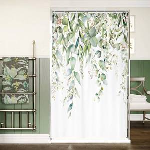 lot 4979 image: Riyidecor Small Stall Narrow Shower Curtain for Bathroom Decor 48Wx72H Sage Green Eucalyptus Leaves Plants Botanical Spring Floral Art Printed Fabric Polyester Waterproof