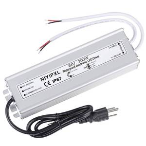 lot 4983 image: LED Driver 200 Watts 24V DC Low Voltage Transformer Waterproof IP67 LED Power Supply, Adapter with 3-Prong Plug 3.3 Feet Cable for Any 24V DC led Lights, Computer Project, Outdoor Light