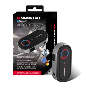 lot 4989 image: Monster Bluetooth Audio Receiver, Aux Bluetooth Adapter with 3.5mm Jack, Hands-Free Calls, Siri & Google Voice Compatible, for Home Stereo, Headphones & Car Connectivity