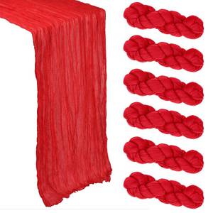 lot 5001 image: 6 Pack Red Table Runner Cheesecloth 10Ft Spring Gauze Cheese Cloth Table Runner 35x120 Inch Boho Sheer Rustic Fabric for Holiday Party Decor Baby Shower Wedding Decorations