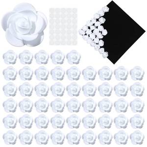 lot 5027 image: Hoteam 50 Sheets Peel and Stick Flat Back White Floral Roses for Graduation Cap Decoration, DIY Adhesive Backed Roses with Acrylic Round Double Sided Adhesive 3D Flowers Stickers(White)