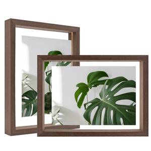 lot 5029 image: Egofine 6x8 Floating Frames Set of 2, Double Plexiglass Picture Frame, Made of Solid Wood Display Any Size Photo up to 6x8, Wall Mount or Tabletop Standing, Brown