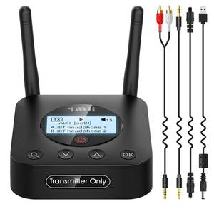 lot 5034 image: 1Mii B06TX Long Range Bluetooth 5.3 Transmitter for TVPCProjector to 2 Wireless HeadphonesSpeakers, Bluetooth Adapter for TV wScreen Display, Plug n Play, aptX Low Latency & Adaptive & HD Audio
