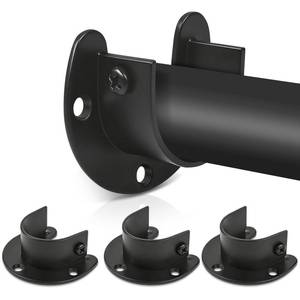 lot 5049 image: Closet Rod Bracket, 1 Inch Closet Rod Holders Pole Socket Bar Support Heavy Duty Stainless Steel for Closet Shower Wardrobe, Black, 4 Pack