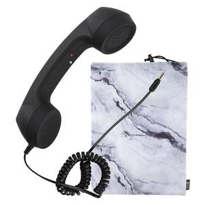 lot 5059 image: Cosmos Retro Handset Cell Phone Receiver MIC Microphone Speaker for Smartphone Cellphone with 3.5 mm Socket, Black Color with Marble Pattern Carrying Bag