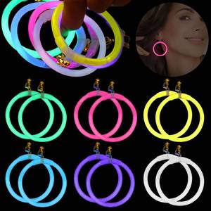 lot 5064 image: Cunno 18 Pairs Glow Hoop Earrings Sticks Glow in the Dark Party Supplies Halloween Party Decorations Neon Earrings in Assorted Colors Halloween Costume Accessories Rave Parties Concerts