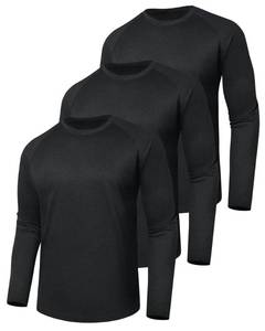 lot 5110 image: 2 Pack Long Sleeve Shirts for Men - Quick Dry Moisture Wicking Black Sun Protection T-Shirts for Fishing Workout Athletic Gym Large