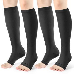 lot 5123 image: cerpite Open Toe Compression Socks Women & Men-2 Pairs 15-20 mmHg Knee High Stockings for Circulation Support SM