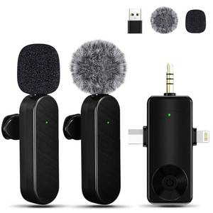 lot 5125 image: Tearstone Wireless Lavailer Microphone for iPhone, Android, Camera, Professional Wireless Mini Microphone, 4 in 1 Condenser Lapel Mic for Interview Video Podcast Vlog YouTube ASMR TikTok (2 Pcs)