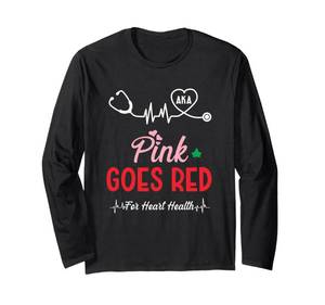lot 5129 image: Women Costume AKA Pink Goes Red For Heart Health Awareness Long Sleeve T-Shirt XL