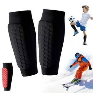 lot 5130 image: Soccer Shin Guards Ski Guards Gel Pads Shin Defender Shin Guards for Kids Youth Adult, Calf Compression Sleeve with Honeycomb Pads for Football & Skiing (Black, M)