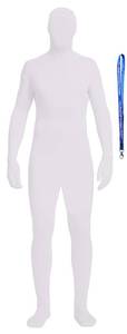 lot 5132 image: Full Bodysuit With Zipper Helper Unisex Spandex Stretch Adult Costume Zentai Disappearing Man Body Suit (X-Large, White)
