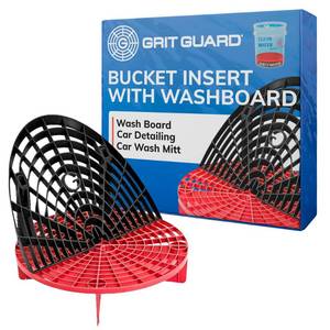 lot 5133 image: The Original Grit Guard Bucket Insert with Washboard Combo  Removes Dirt from Wash Mitt for Detailing  Car Wash Bucket Insert & Washboard  BlackRed