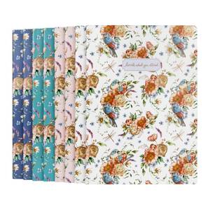lot 5148 image: WETLOTE Composition Notebooks Soft Cover 8 Packs A4, College Ruled Lined Paper, 8.3�11.7 Inches, 96 Pages48 Sheets Bulk Journal for School, Work, Travel, Office, Business Journaling Writing (Flower and Bird)