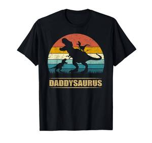 lot 5154 image: Daddy Dinosaur Daddysaurus 2 Two Kids Funny Fathers Day dad T-Shirt Large