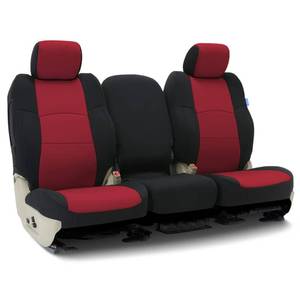 lot 5166 image: Coverking Custom Fit Seat Cover Designed for Select Ram Models 1 Row, Neosupreme Fabric, Red with Black Sides