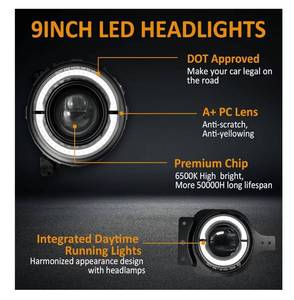 lot 5169 image: 9 Inch LED Headlights 9 led JL Headlight Z-Shaped Halo DRL  Compatible for 2018-2025 Jeep Wrangler JL JLU Unlimited Sport Rubicon Sahara Gladiator JT DOT