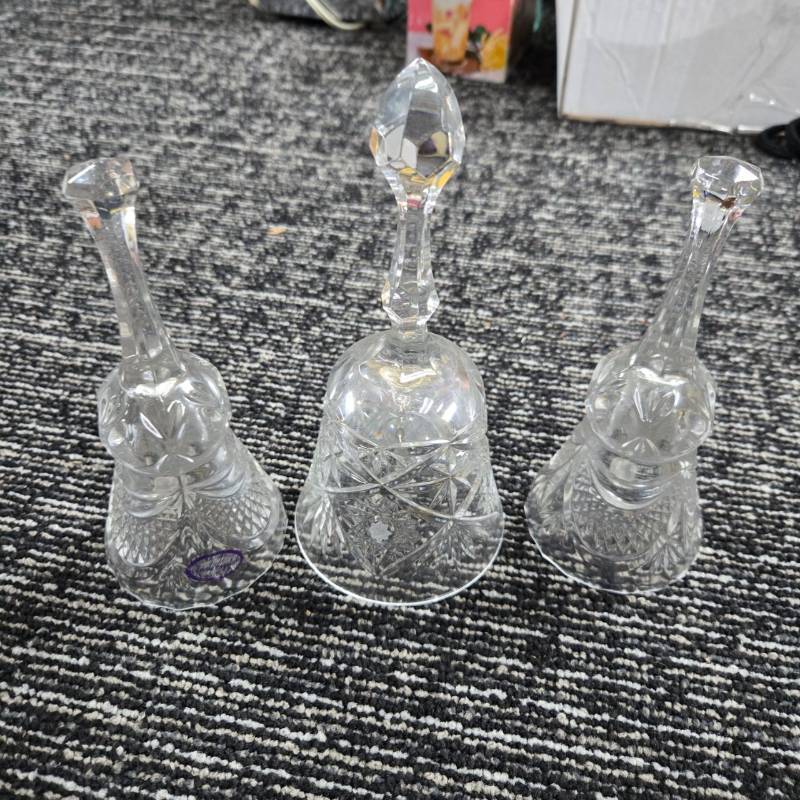 lot 345 image: Cut Crystal Bell Collection with Decorative Handles