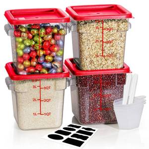 SVKLHY 12 Quarts Sous Vide Container: 6 PCS Commercial Food Storage Containers with Lids - Clear Food Container with Scales Handles for Home Restaurant Kitchen Storage Pizza Bread, Red N1 - Retail: $117