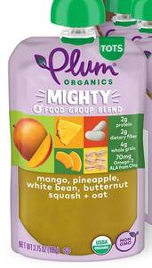 lot 1540 image: Plum Organics - 12 Months Organic Baby Food - Mango, Pineapple, White Bean, Butternut Squash & Oat - Non-GMO - On-The-Go Pouches for Baby & Toddler - Quality Tested Ingredients - 3.75 oz (Pack Of 12) - Retail $19