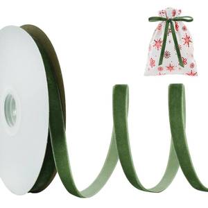 lot 1552 image: TONIFUL Sage Moss Green Velvet Ribbon 38 Inch x 10yds, Vintage Velvet Ribbons, for Christmas Wreath Decoration Handmade Craft Ornaments Gift Wrapping & Bow Making, Valentines Day Bouquet Packaging - Retail $7