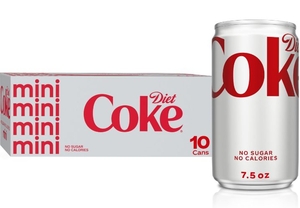 lot 1557 image: Diet Coke Mini Cans 7.5oz 10 Pack - Retail $4