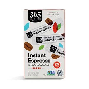 lot 1597 image: 365 by Whole Foods Market, Instant Espresso, Dark Roast, Single Serve Coffee Sticks, 2.65 Ounces (11 COUNT) - Retail $8