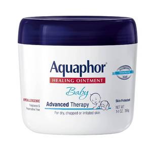 lot 1610 image: Aquaphor Baby Healing Ointment Advanced Therapy Skin Protectant for Chapped or Dry Skin, Drool Rash and Diaper Rash Ointment, 14 Oz Jar - Retail $18