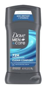 lot 1645 image: DOVE MEN  CARE Antiperspirant Deodorant Stick Clean Comfort 72-Hour Sweat & Odor Protection Antiperspirant for Men With 14 Moisturizing Cream 2.7 oz