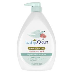 lot 1656 image: Baby Dove Fragrance Free Moisture Baby Body Wash & Shampoo Hypoallergenic for Eczema-Prone Skin - 34 fl oz - Retail $15