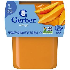 lot 1660 image: 4 Packs of 2 Gerber 2nd Foods Mango Baby Food, 4 oz Tubs - Retail $16