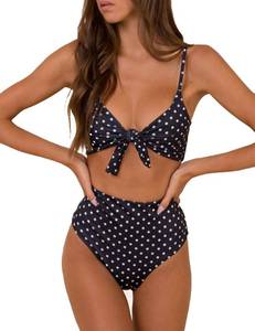 lot 1686 image: Blooming Jelly Womens High Waisted Bikini Set Tie Knot 2 Piece Swimsuit Bathing Suit Swim Suits (X-Large, Polka dot) - Retail $37