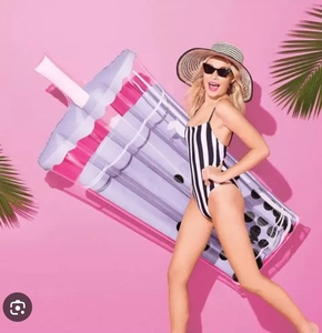 lot 1703 image: Sun Squad Inflatable Bubble Tea Pool Float - Retail $15