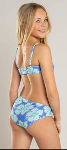 lot 1712 image: Billabong Girls Hibiscus Print Bikini Set in Blue. 11Y - Retail $35