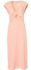 lot 1716 image: Derek Lam Barbara Twist Front Midi Dress in Peach Medium  - Retail $150