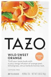 lot 1734 image: TAZO Wild Sweet Orange Tea Bags, Unsweetened Herbal Tea, Caffeine Free, 20 Total Bags (NO VISIBLE EXP DATE)&nbsp&nbsp