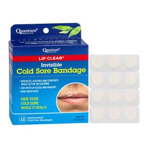 lot 1756 image: Quantum Health Lip Clear Invisible Cold Sore Patches for Lips Help Soothe Shield & Hide Cold Sores - Helps Prevent Contamination - Fever Blister Bandages for Women & Men - 12 Count - Retail $9