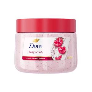lot 1758 image: Dove Cherry & Chia Milk Body Scrub Exfoliates and Deeply Nourishes for Smooth, Radiant Skin 15 oz - Retail $10
